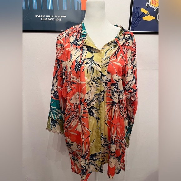 Johnny Was Kygo Marianne Silk Tunic Multicolor Medium - Picture 3 of 6